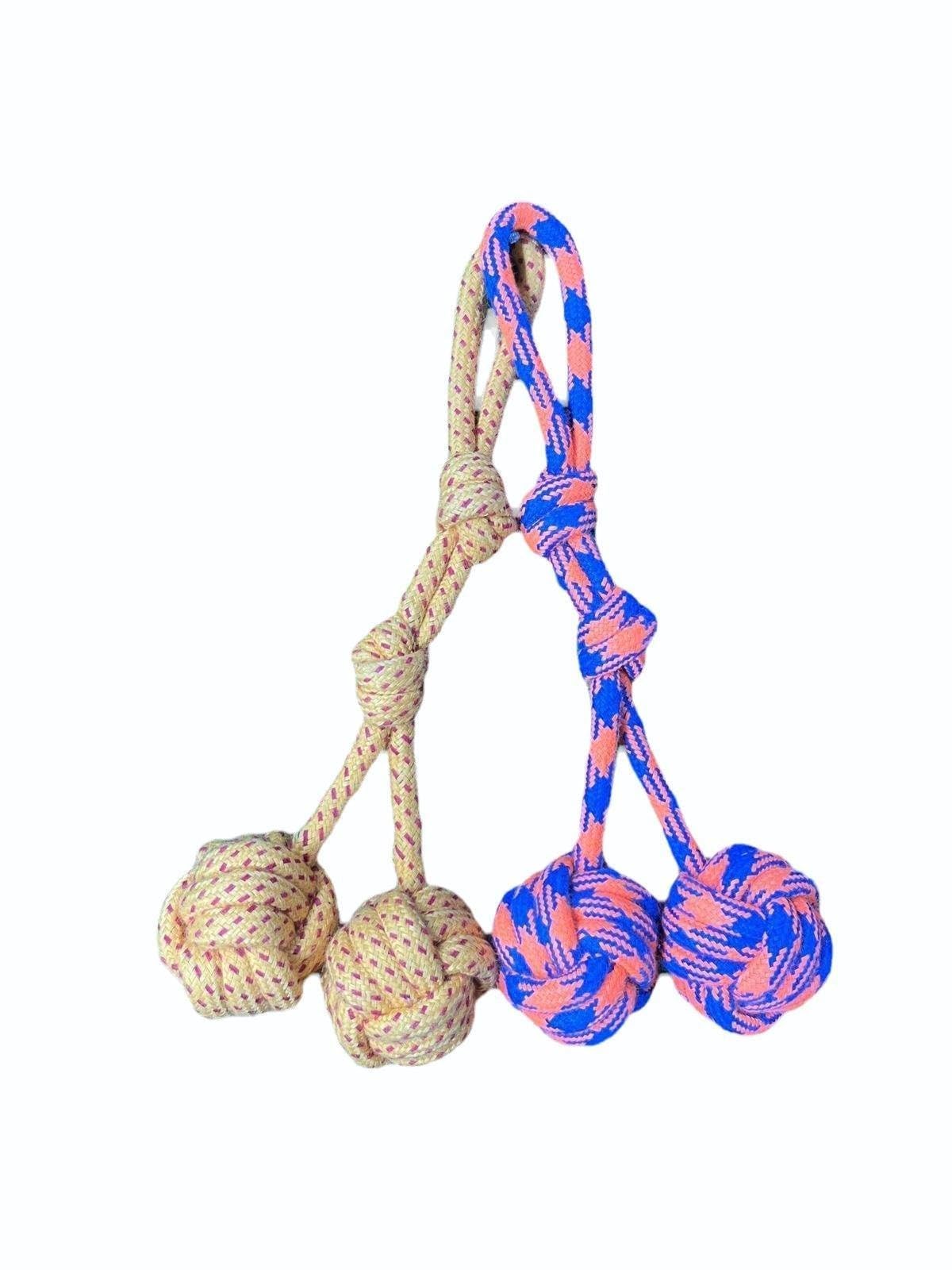 Premiumav Pet Teeth Cleaning Chew Toys  100% Natural & Safe Knotted Cotton Chew Toys For Dogs & Puppies, Durable Dental Care & 