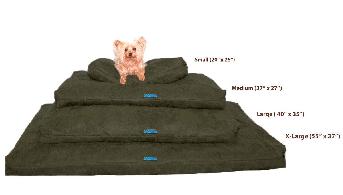 Five Diamond Collection Shredded Memory Foam Orthopedic Bed With Removable Washable Cover And Water Proof Inner Fabric, Medium (37-Inch-By-27-Inch), Olive Microfiber, For Dogs