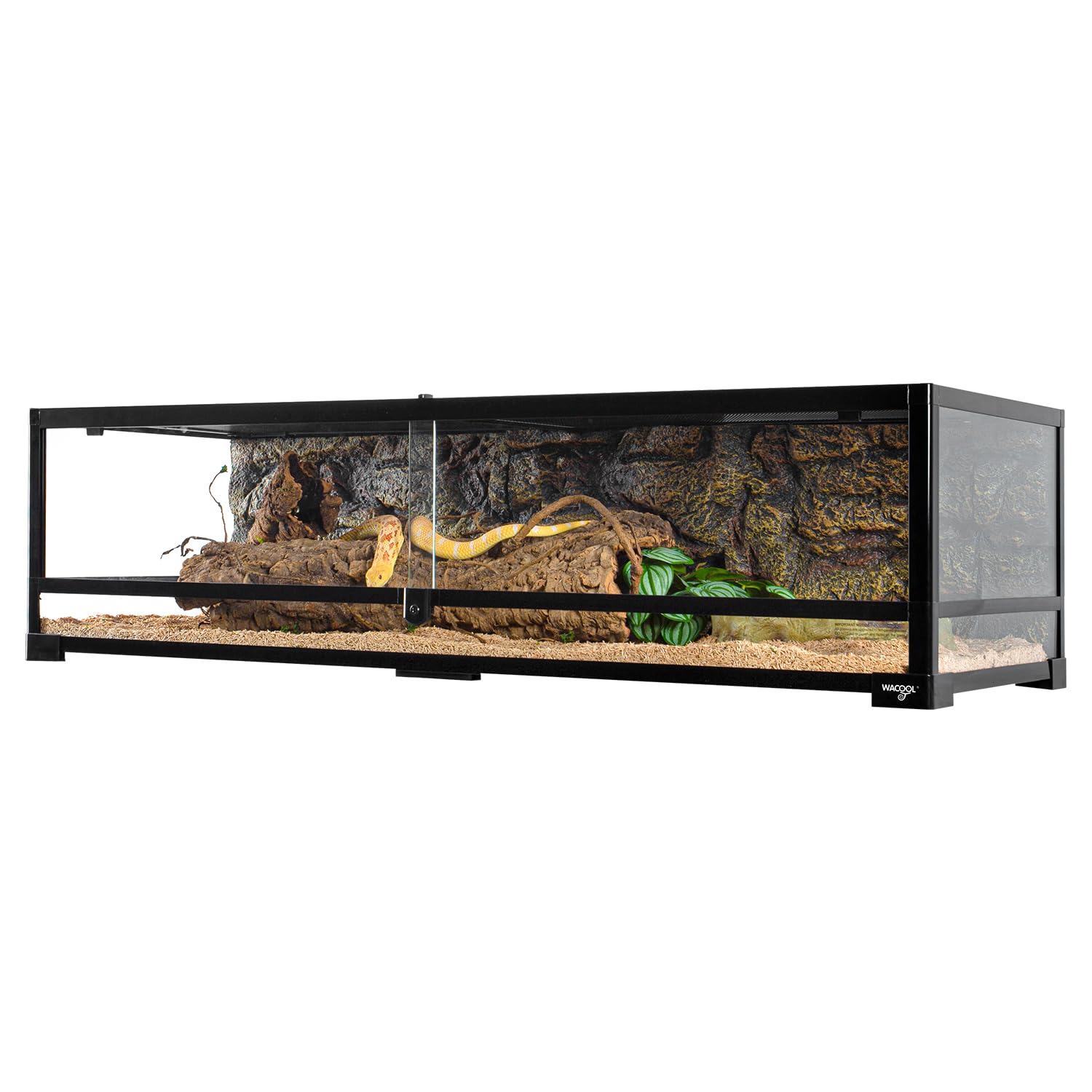 Wacool Terra Large Reptile Tank 45 Gallon, 360Full Vision Glass 48 Long & 12    Low Reptile Terrarium With Top Mesh Lid For Tort