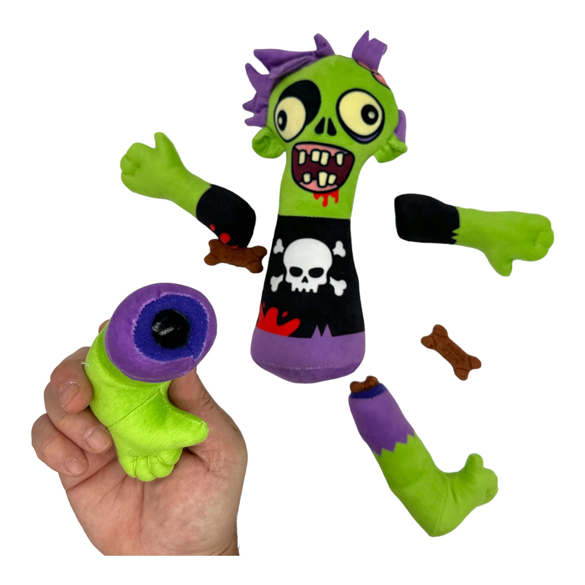 Zombie Dog Toy Funny Undead Body Parts Stuffed Chew Toy With Reattachable Limbs And Hidden Treat Compartments - Rip And Reveal I