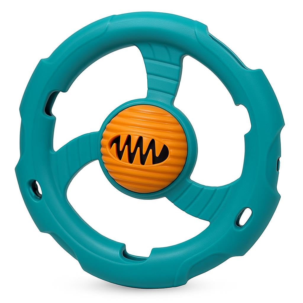 WAGGYTAILS Petaholic Flexi Chew Disc Durable Dog Toy | NonSqueaky Interactive Ring Chew Toy with Textured Rubber Ball | Dental 