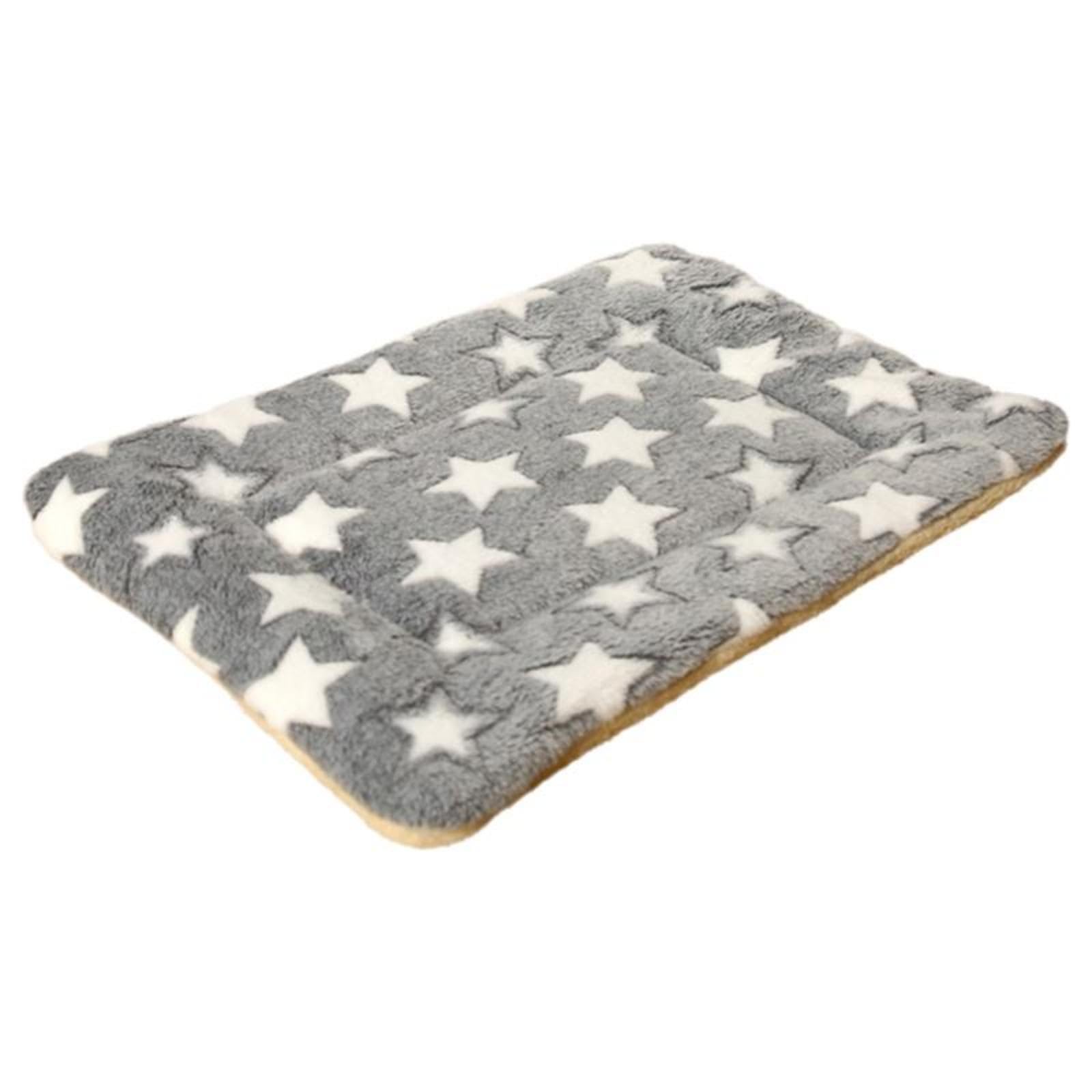 HEAVENGLOW Dog Bed Mat Soft Cat Bed Mat Soft Plush Pet Rest Pad Warm NonSlip Gray Star 100 * 70cm