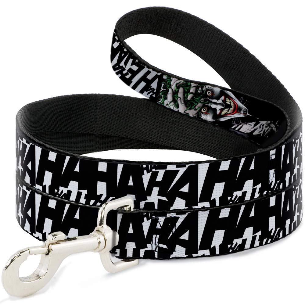 Dog Leash Joker The Killing Joke Holding Head Pose Ha Ha Ha White Black 6 Feet Long 0.5 Inch Wide