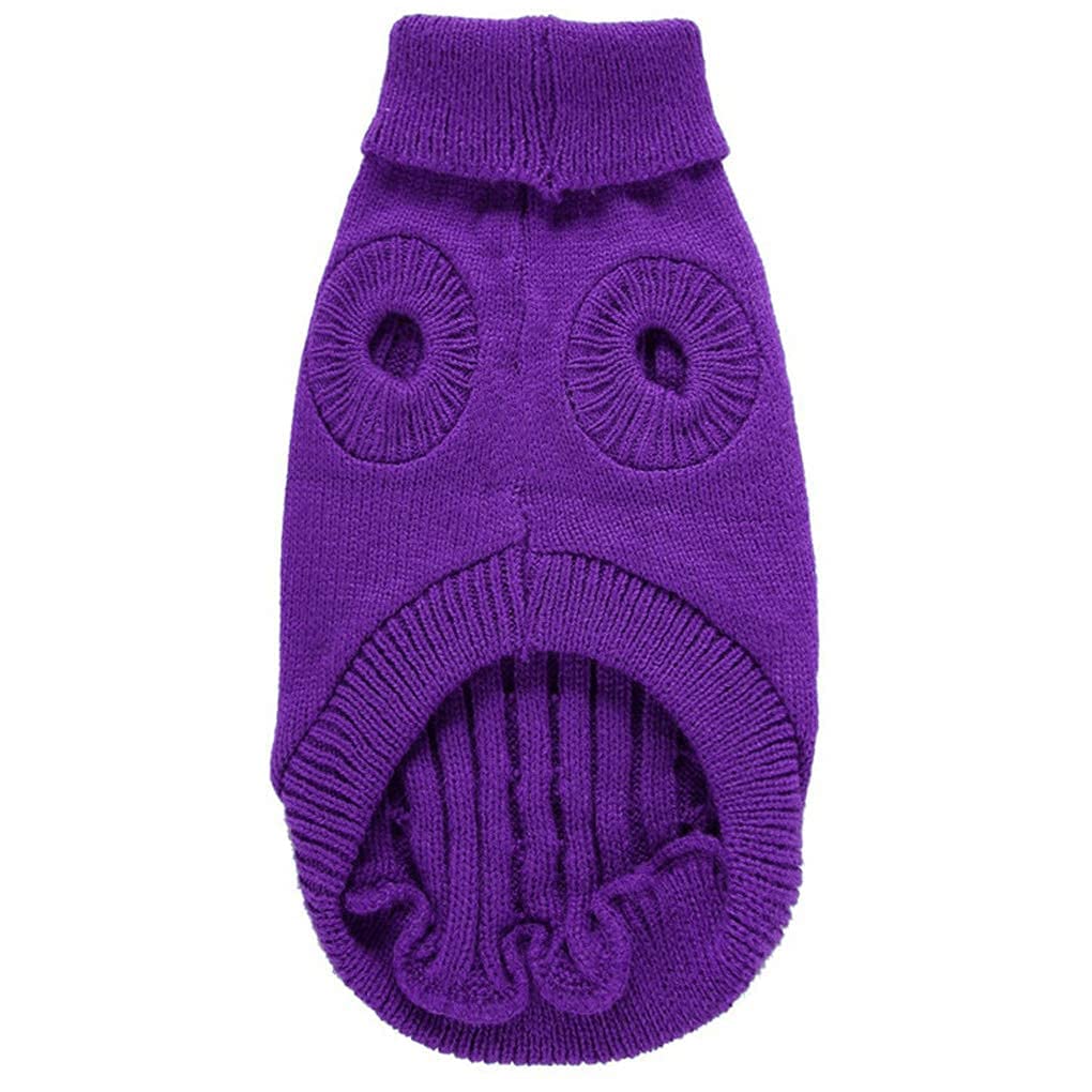 Chborchicen Small Dog Sweaters Knitted Pet Cat Sweater Warm Dog Sweatshirt Dog Winter Clothes Kitten Puppy Sweater (Medium, Purple)