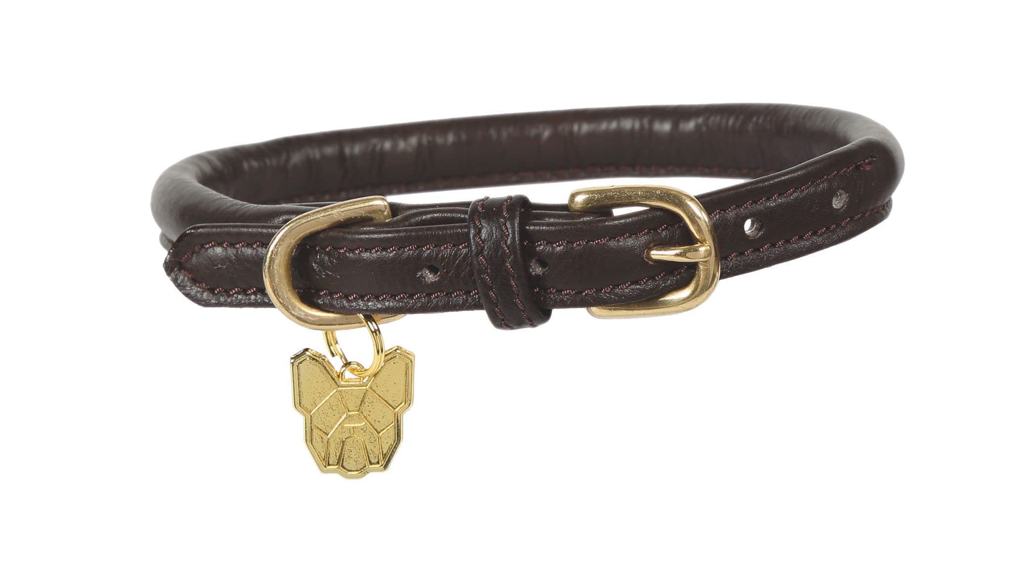 Digby & Fox Rolled Leather Dog Collar (Large, Brown)