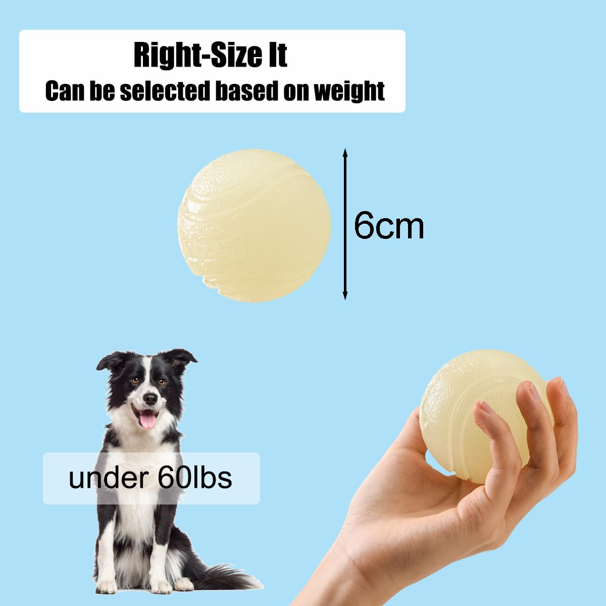 Vitalili 2 Pcs Glowing Fetch Balls - Rubber Glowing Dog Toy Balls, High Bounce, Chew Resistant, Under 60 Lbs, Belgian Malinois G