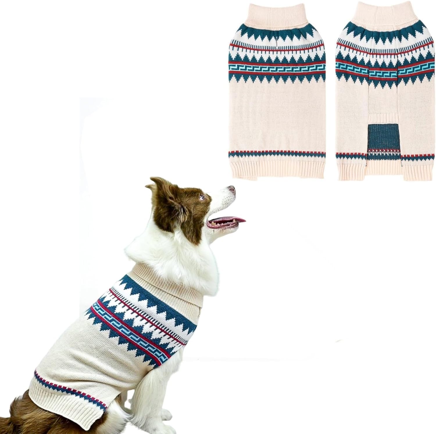 Bingpet Elastic Turtleneck Sweater For Medium Large Dogs - Sleeveless Knit Puppy Sweater For Girls Boys - Christmas Fall Winter 