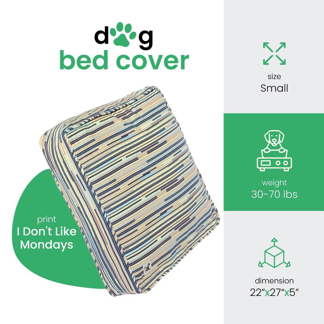 Molly Mutt Small Dog Bed Cover - I Don'T Like Mondays Print - Measures 22   X27   X5   - 100% Cotton - Durable - Breathable - Su