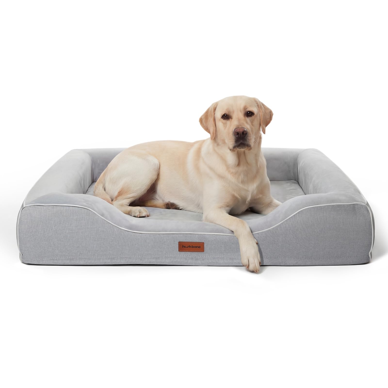 42 Inch XL Orthopedic Sofa Dog Bed for Large & Senior Dogs - Reinforced Foam Bolsters,No Collapse Support,Washable Cover,Grey