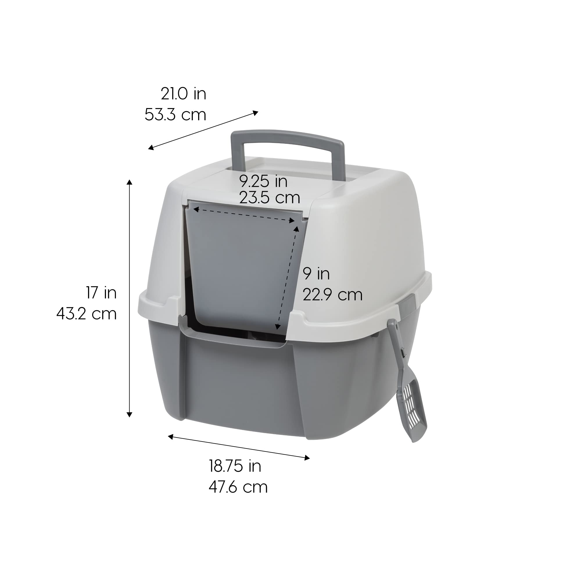 Iris Usa Jumbo Hooded Cat Litter Box With Litter Scoop, Gray