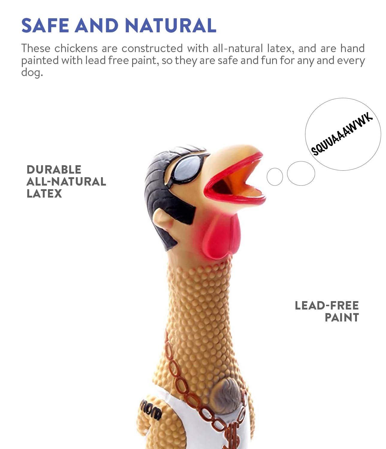Charming Pets Earl Chicken Squawkers Large Dog Toy