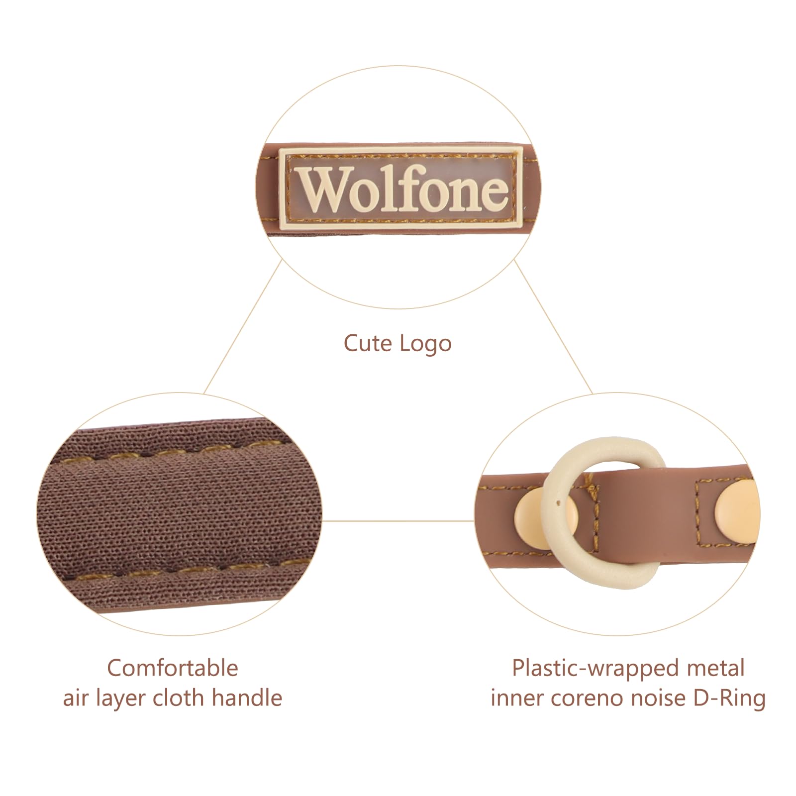 Wolfone Waterproof Dog Leash Carabiner Leash For Dogs Soft Handle Easy Care 5Ft*15Mm*2.0Mm Brown