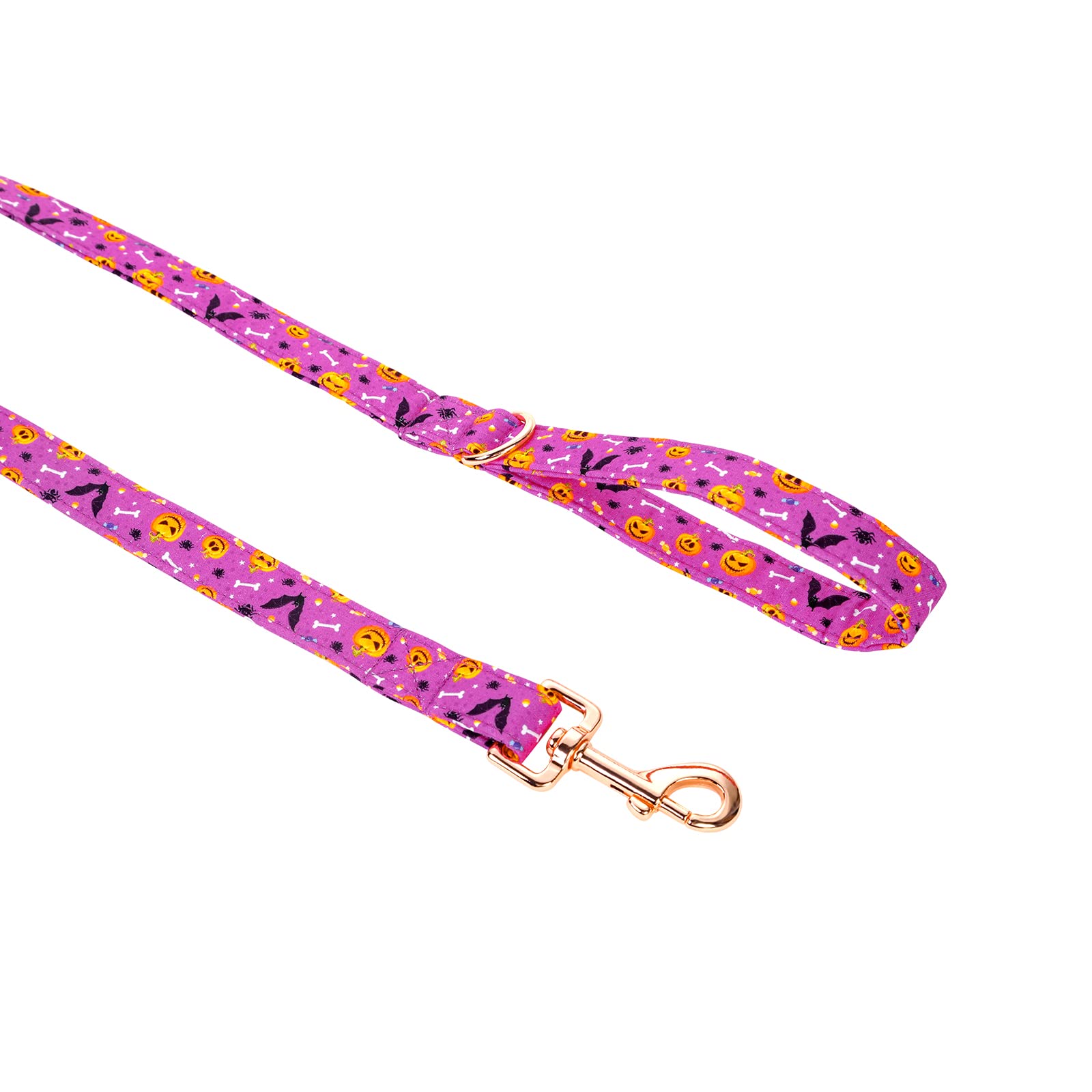 Babole Pet Dog Leashes - Durable Handmade, Soft Handle, Manual, Matching Purple Bat Pumpkin Dog Collars, Xs - 120Cm Length