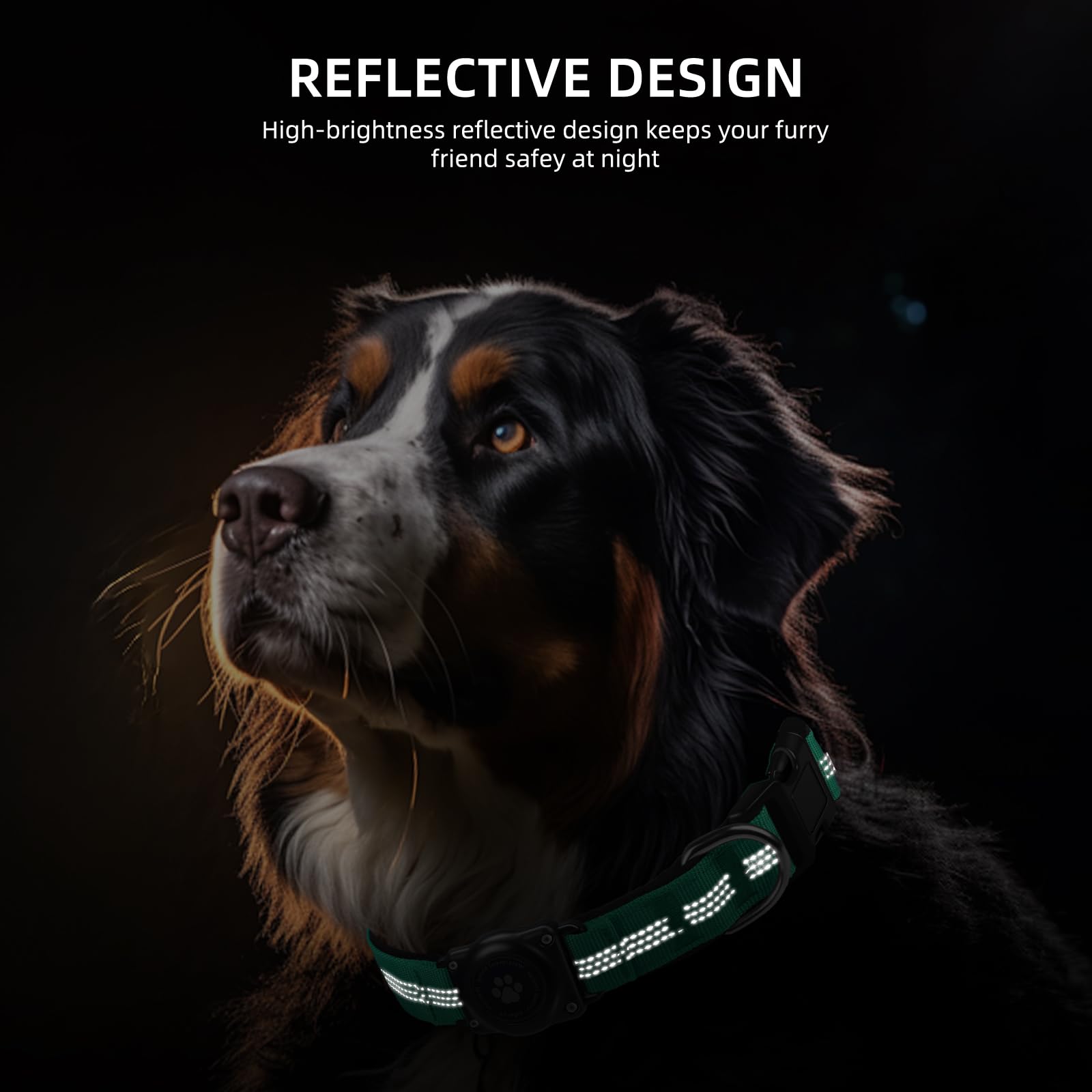 Upgraded AirTag Dog Collar, IP68 Waterproof Air Tag Dog Collar Holder, Reflective, Ultra-Durable, Comfortable Padded, Heavy Duty