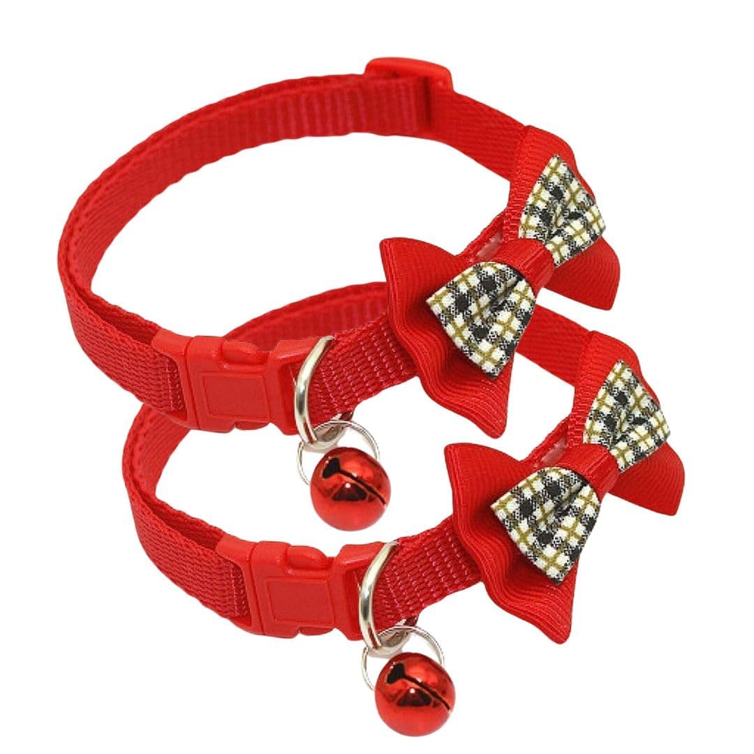 Pet Fun Nylon Adjustable Cat & Dog Necklace Collar With Stylish Kitty Bow Tie & Bell | Soft, Durable & Safe Kitten & Puppies Col