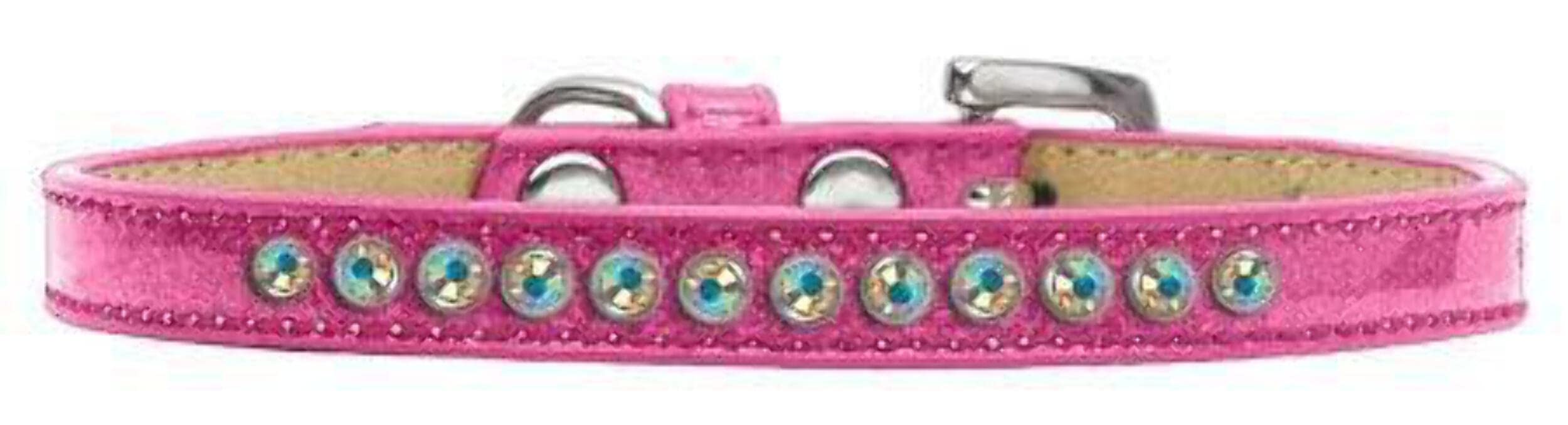 Dog, Puppy and Pet Ice Cream Collar, Aurora Borealis Crystal Rimsets Pink 16