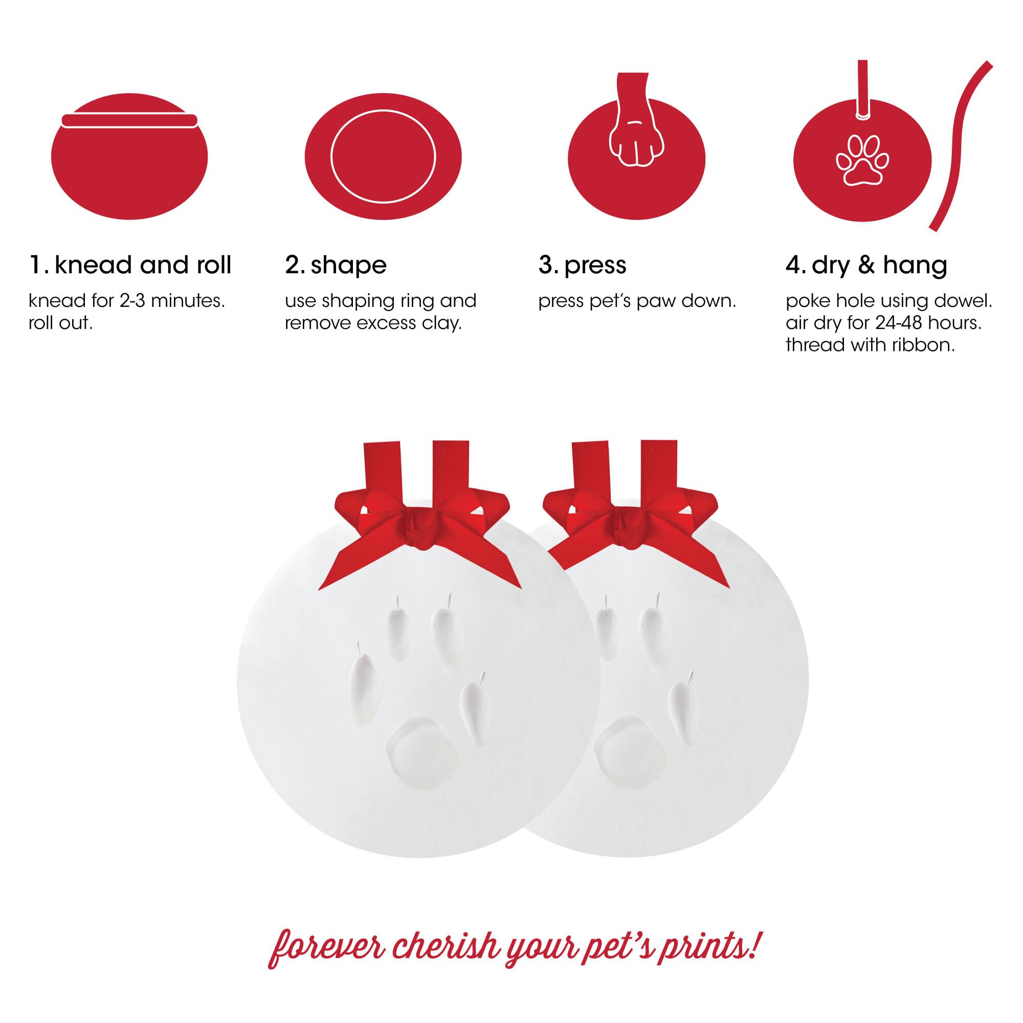 Pearhead Pawprints 2-Pack Christmas Ornament, Diy No Mess Pet Paw Print Holiday Keepsake Kit, Dog Or Cat Stocking Stuffer Gift,