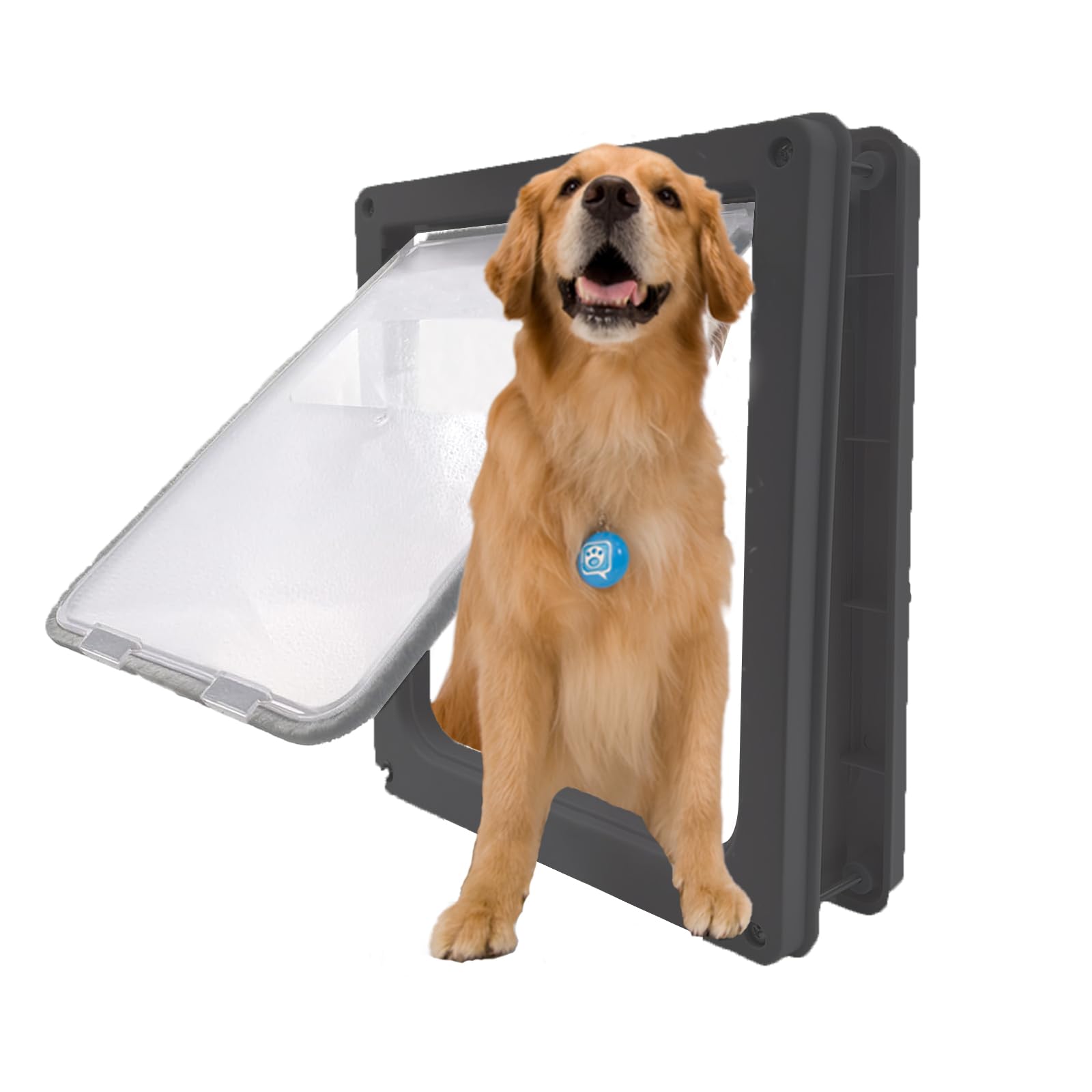 Grestorm Large Dog Door, Magnetic Door For Pets Up To 100 Lb, 16.9''    13.9'' Doggie Door, Suitable For Interior & Exterior Doo
