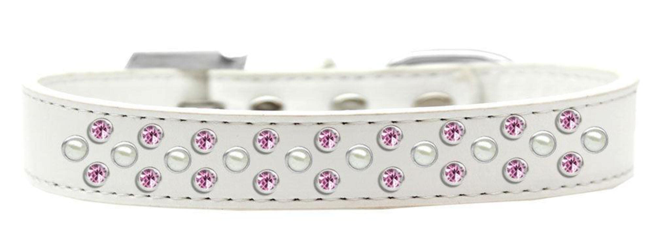 Mirage Pet Products Sprinkles Dog Collar with Pearl and Light Pink Crystals, Size 20, Light Pink