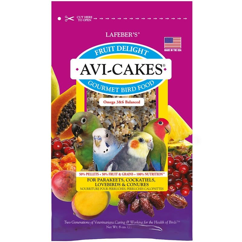 LAFEBERS Fruit Delight Avi-Cakes Pet Bird Food, Made with Non-GMO and Human-Grade Ingredients, for Cockatiels Conures Parakeets