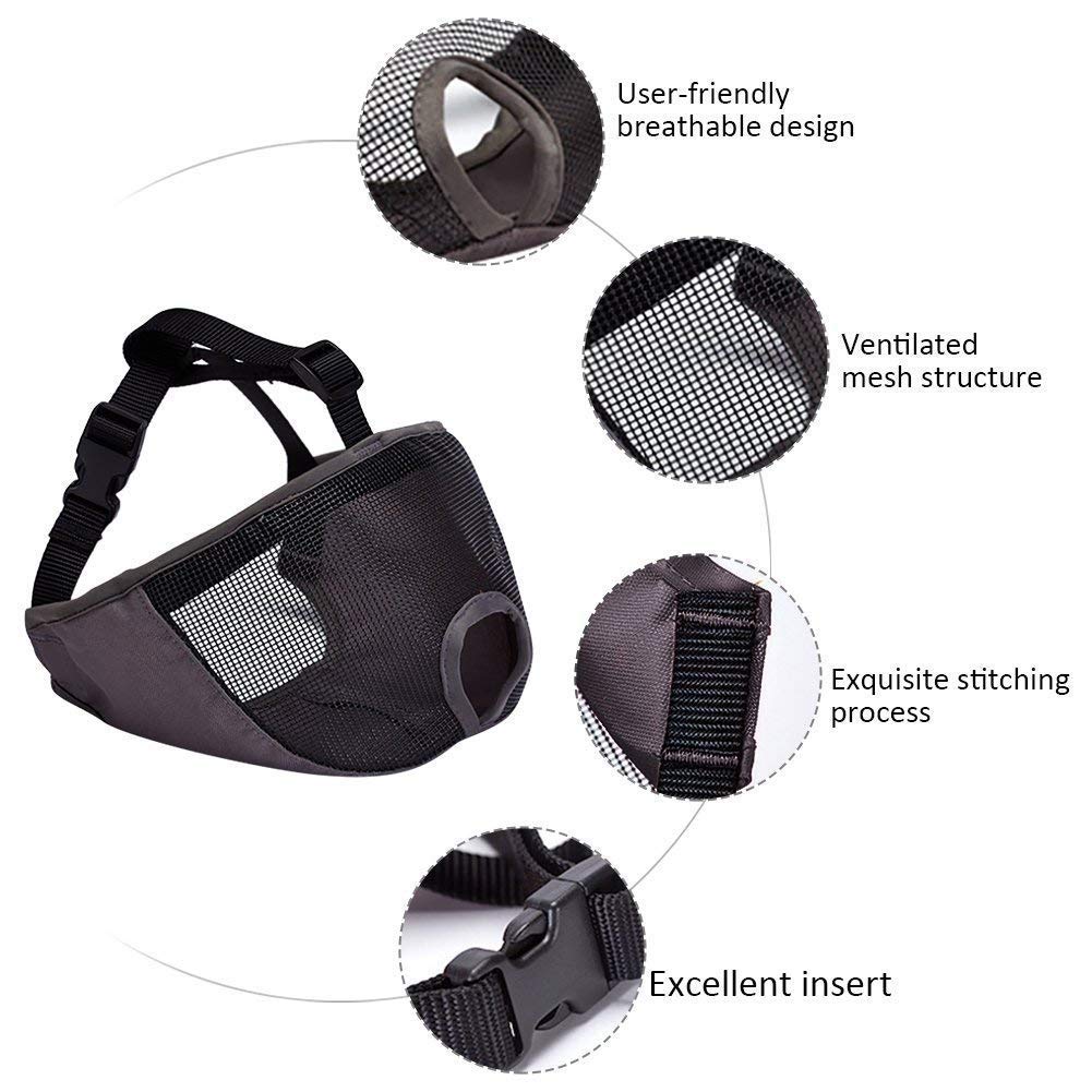Jyhy Short Snout Dog Muzzle- Adjustable Breathable Mesh Bulldog Muzzle For Biting Chewing Licking Grooming Dog Mask,Grey S