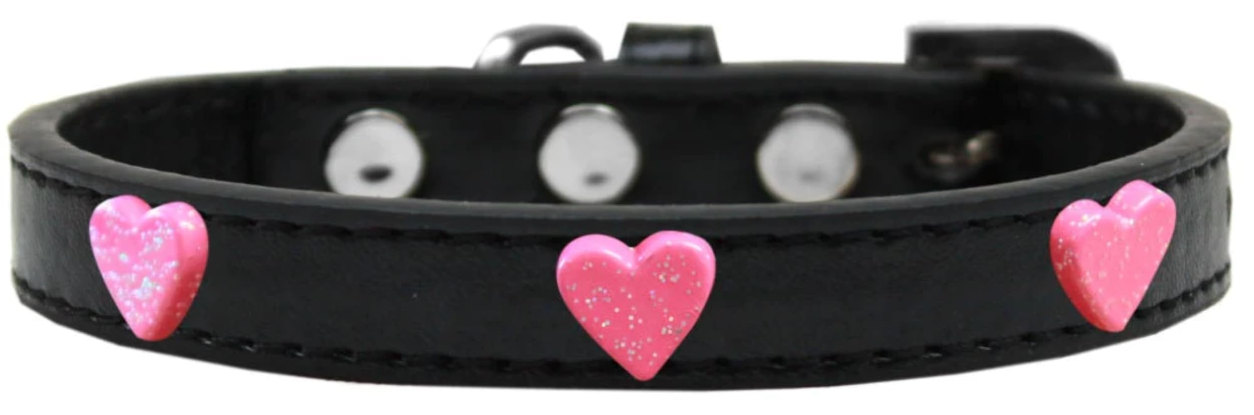 Dog, Puppy & Pet Widget Fashion Collar, Pink Glitter Heart Red 14