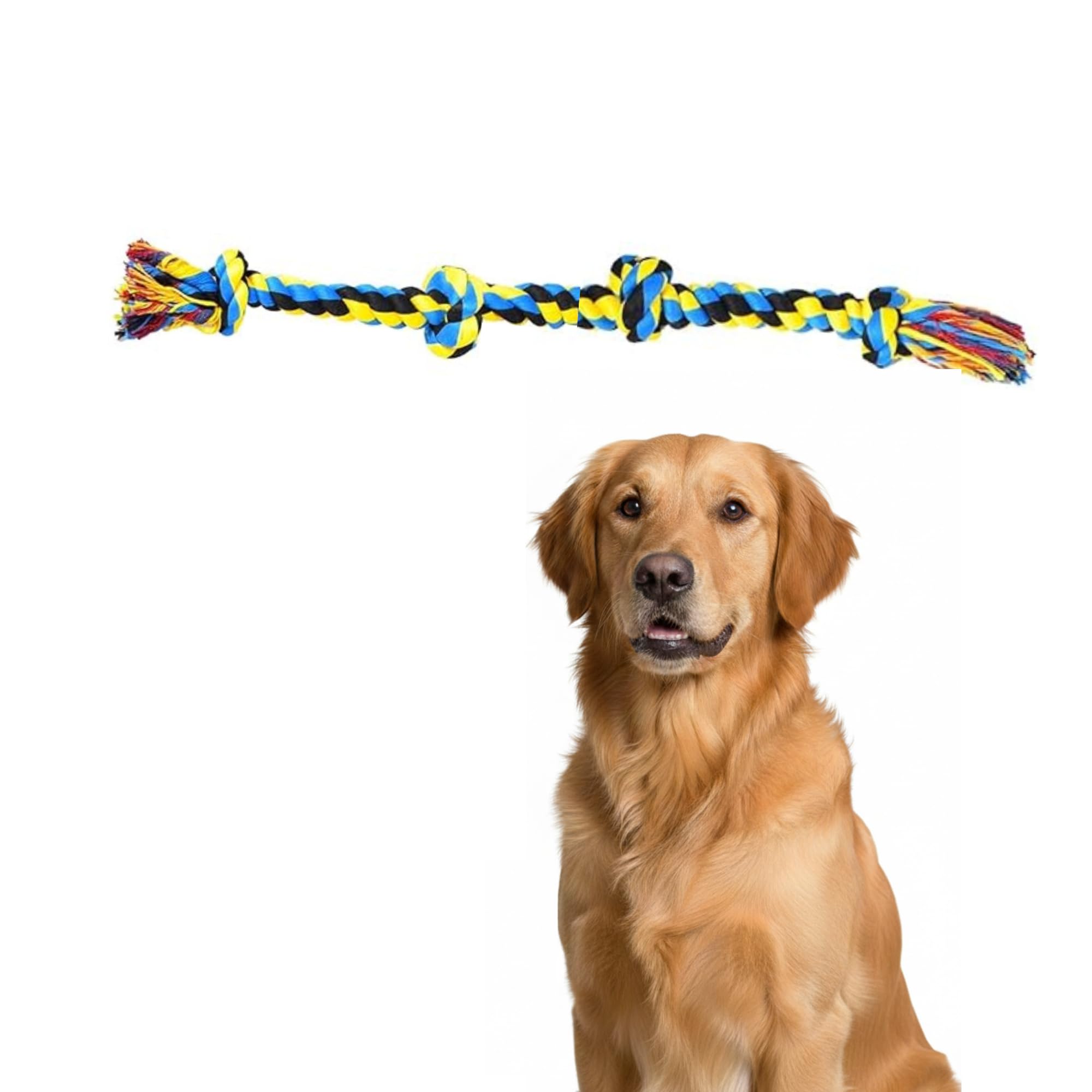Kittupet Duty 4Knot Cotton Rope Dog Chew Toy  ExtraLong Durable Tug Of War Rope For Large Dogs And Aggressive Chewers