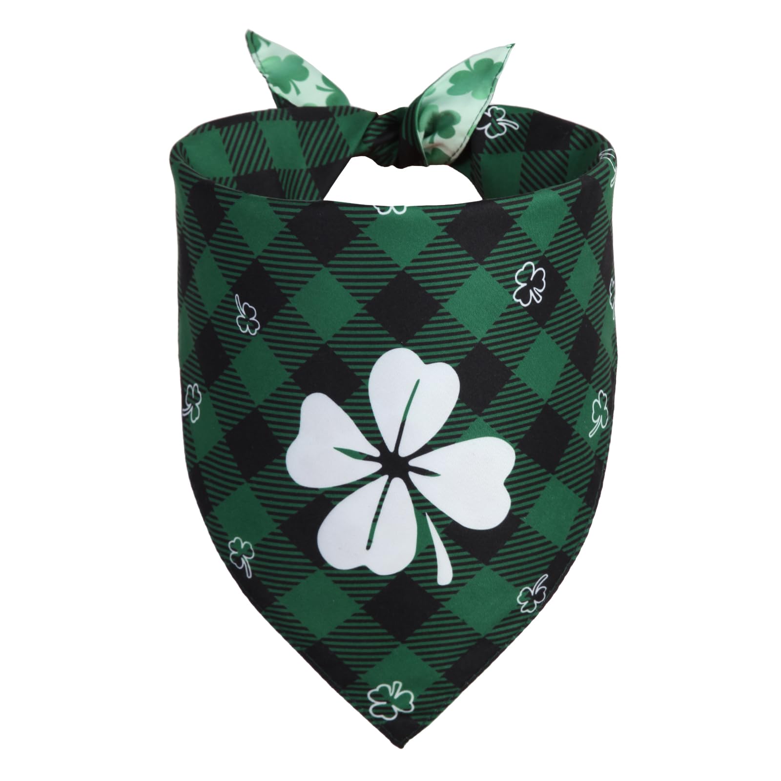 QUQULE St. Patrick's Day Dog Bandana XLarge 1PCS, Green Scarf for Boy and Girl, Durable Triangle Reversible Bibs Handkerchief fo