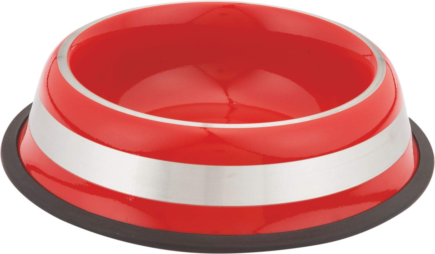Elton Color Bright Belly Non Tip Anti Skid Dog Bowls Export Quality With Removable Rubber Ring Stainless Steel Dog Food Bowl Pet