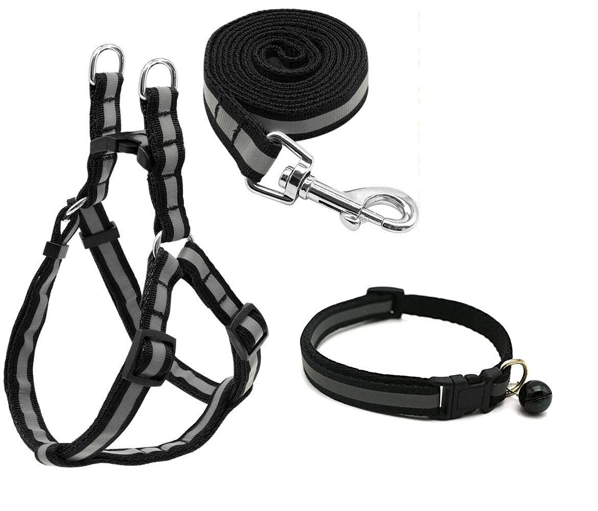 Rvpaws 15 Mm Reflective Adjustable Soft Nylon Puppy Collar, Harness & Leash Set For Puppy & Small Dogs  Pack Of (Collar + Harne