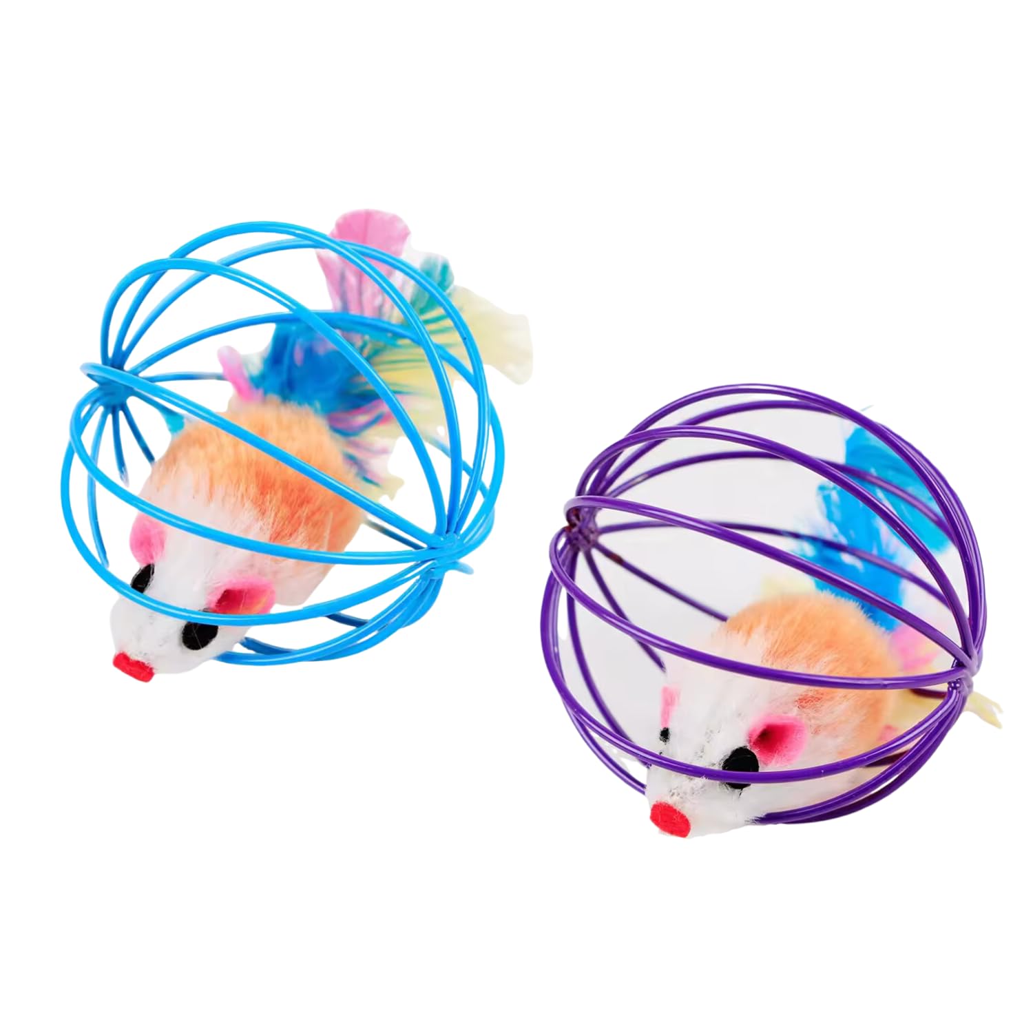 Pets Empire Playing Kitten Pet Supplies Plush Mouse Ball False Mice Cat Toys Rat In Cage (Pack Of 2)