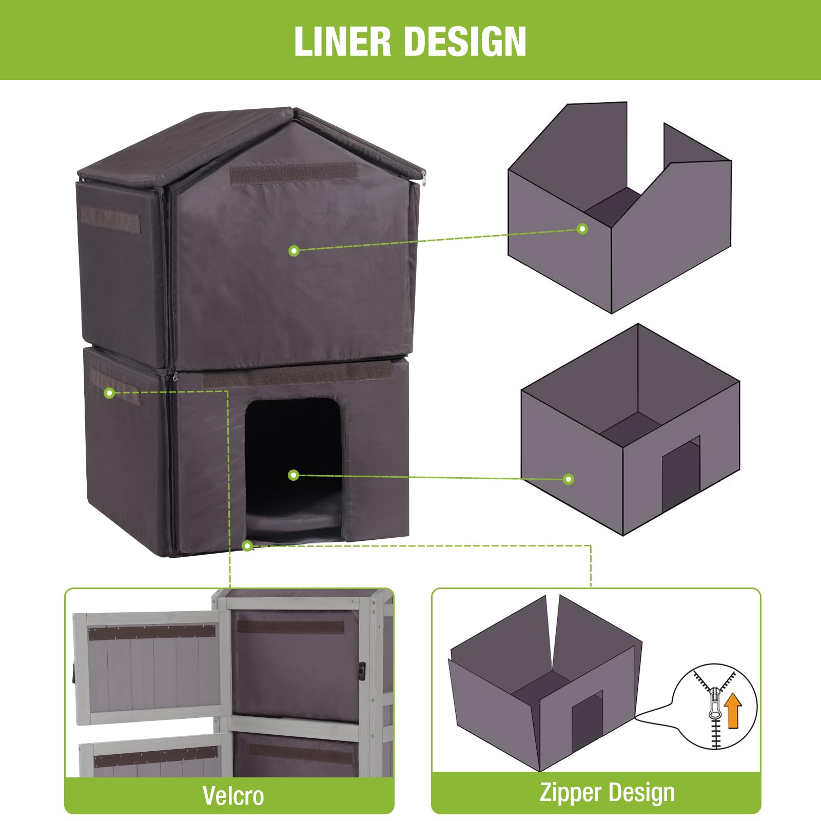 Gutinneen Outdoor Cat House Insulated For Winter Waterproof Feral Cat Shelter