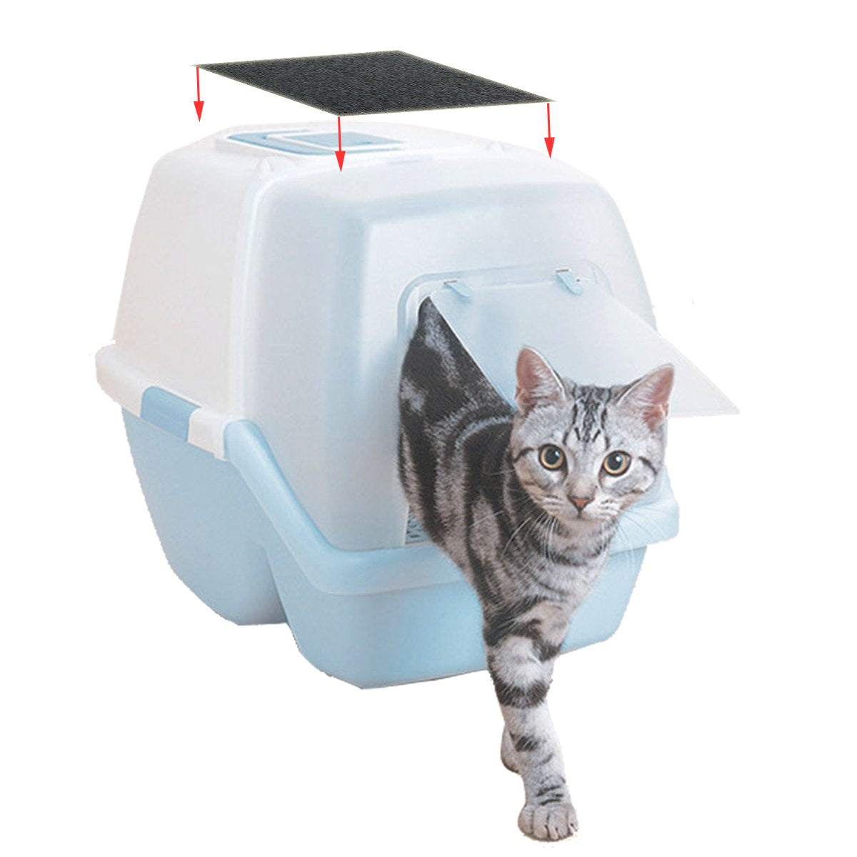 6 Pack Charcoal Cat Litter Box Replacment Filter Hooded Cat Litter Boxes And Pans Carbon Odor Filters, Black