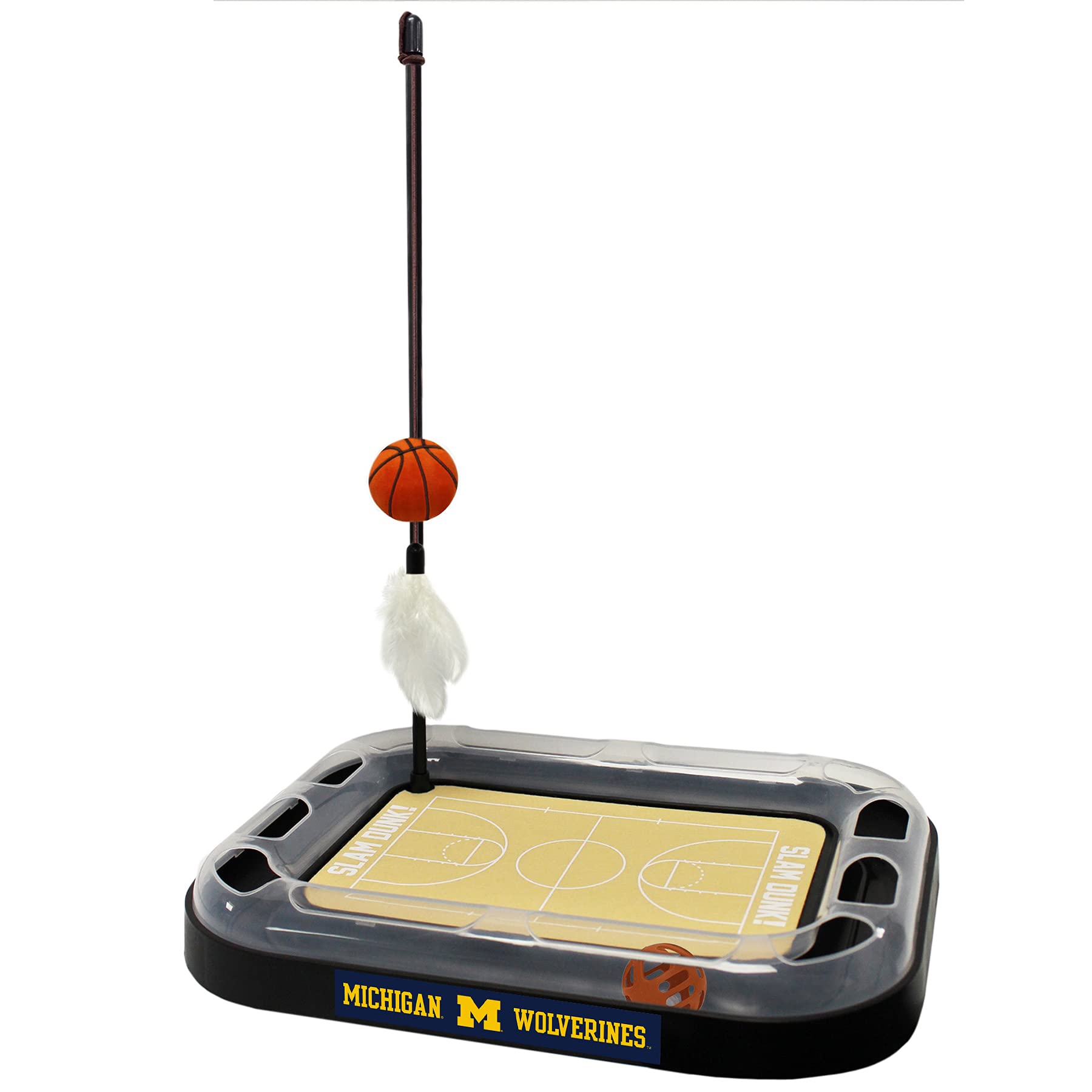 Cat Scratch Toy Ncaa Michigan Wolverines Reversible Basketball Court Felt/Cardboard Cat Scratcher Toy. Interactive Cat Ball Bell