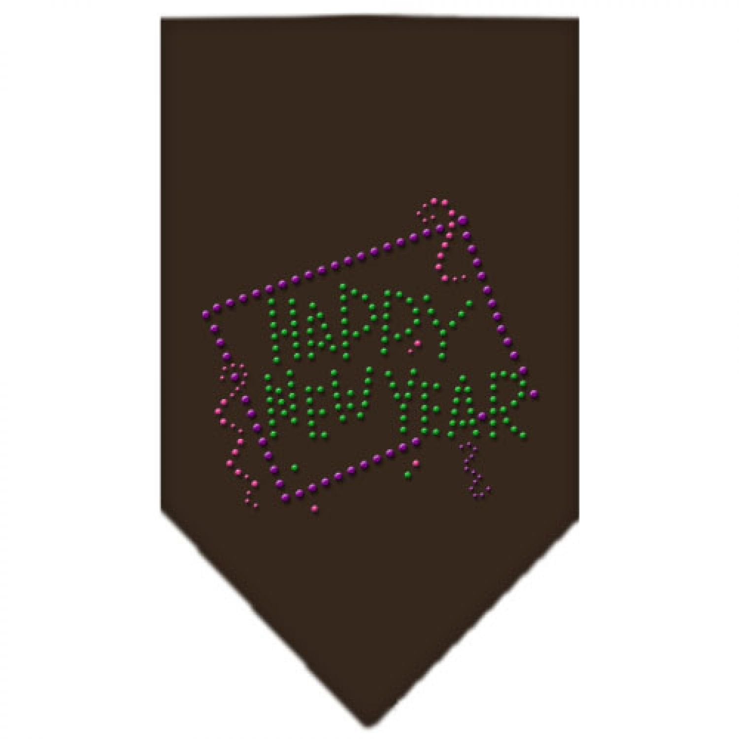 Mirage Pet Products Happy New Year Rhinestone Bandana, Small, Cocoa
