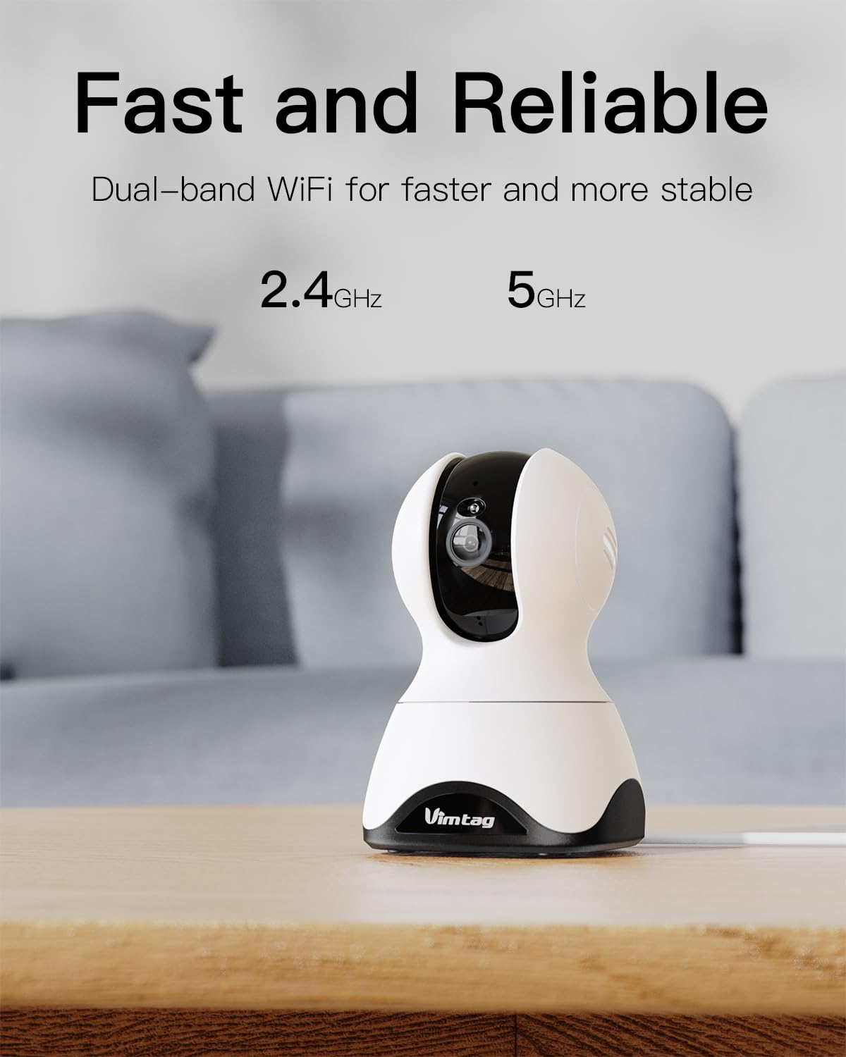 VIMTAG 4K Indoor Security Camera - Ultra HD Pet Camera & Baby Monitor with App, Smart Motion Detection, Night Vision, 360 View,