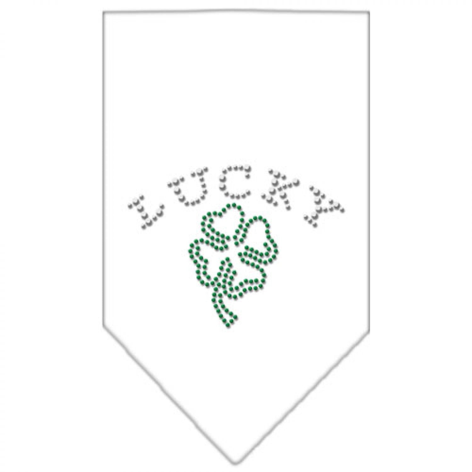 Mirage Pet Products Four Leaf Clover Rhinestone Bandana, Small, White