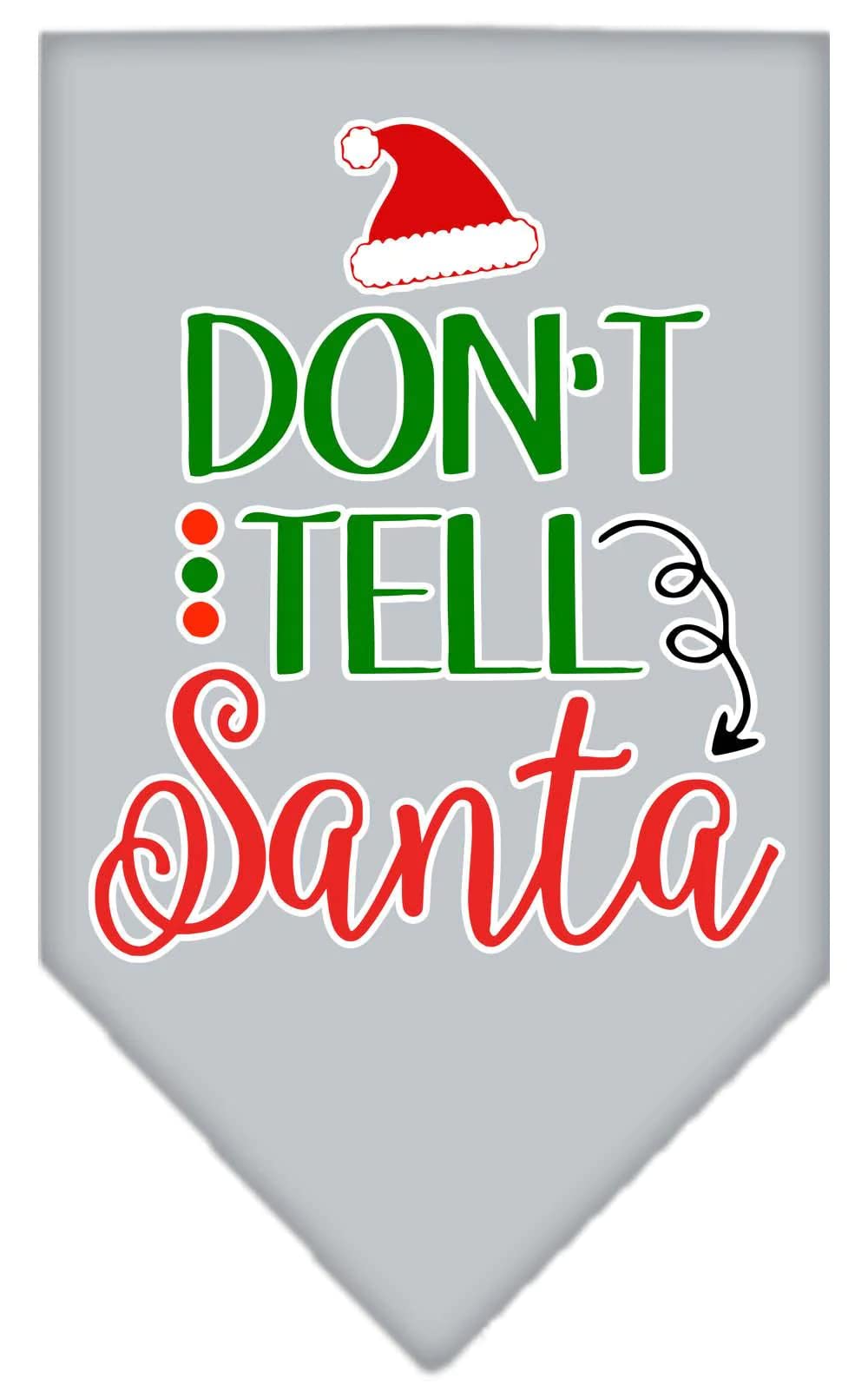 Christmas Pet and Dog Bandana Screen Printed, "Don't Tell Santa" Emerald Green Large