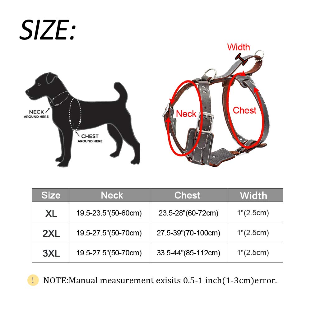 PET ARTIST Heavy Duty Leather Dog Harness for Medium Dogs