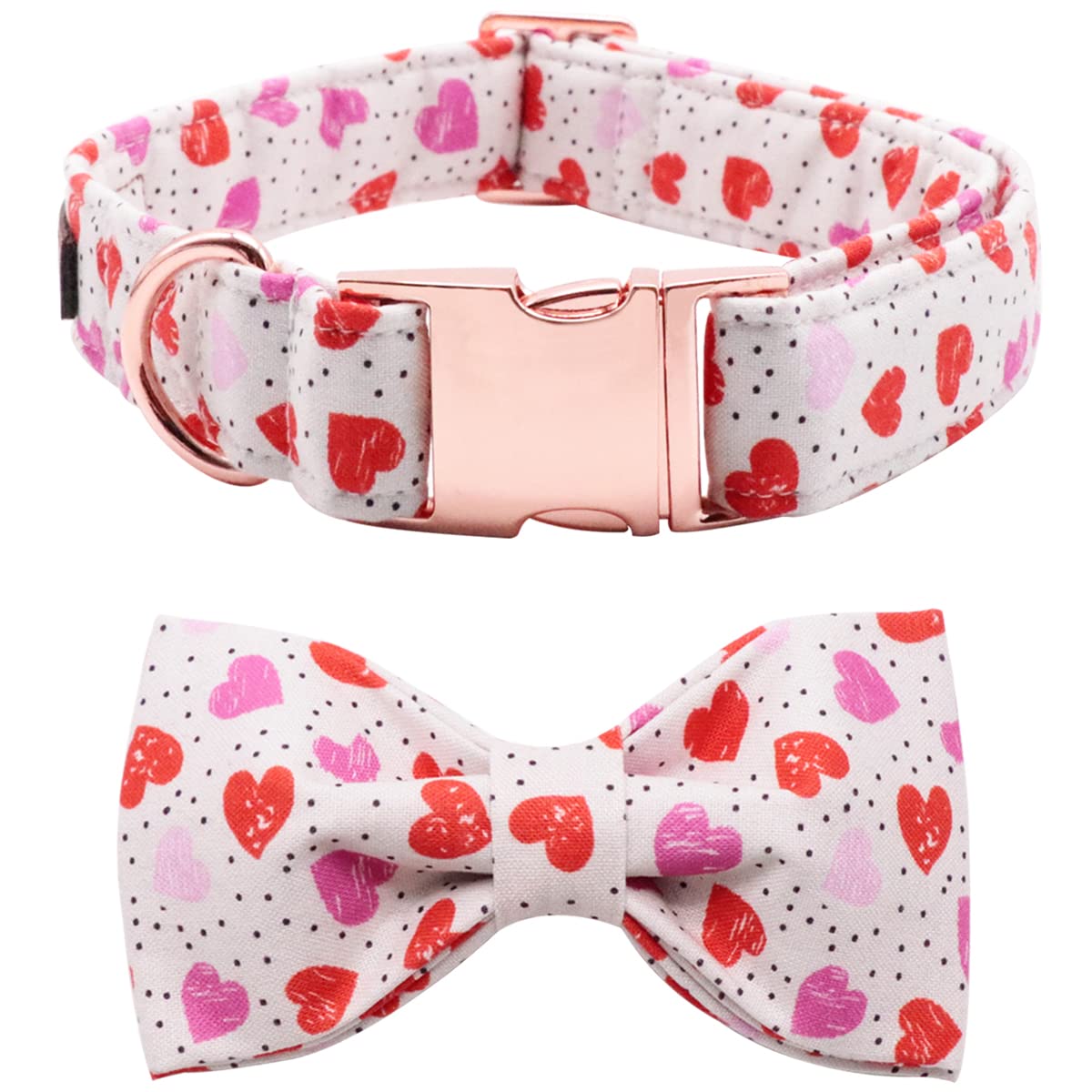Lionet Paws Valentines Day Dog Collar With Bowtie, Dog Bowtie Collar With Metal Buckle For Dogs And Cats, Adjustable Comfortable