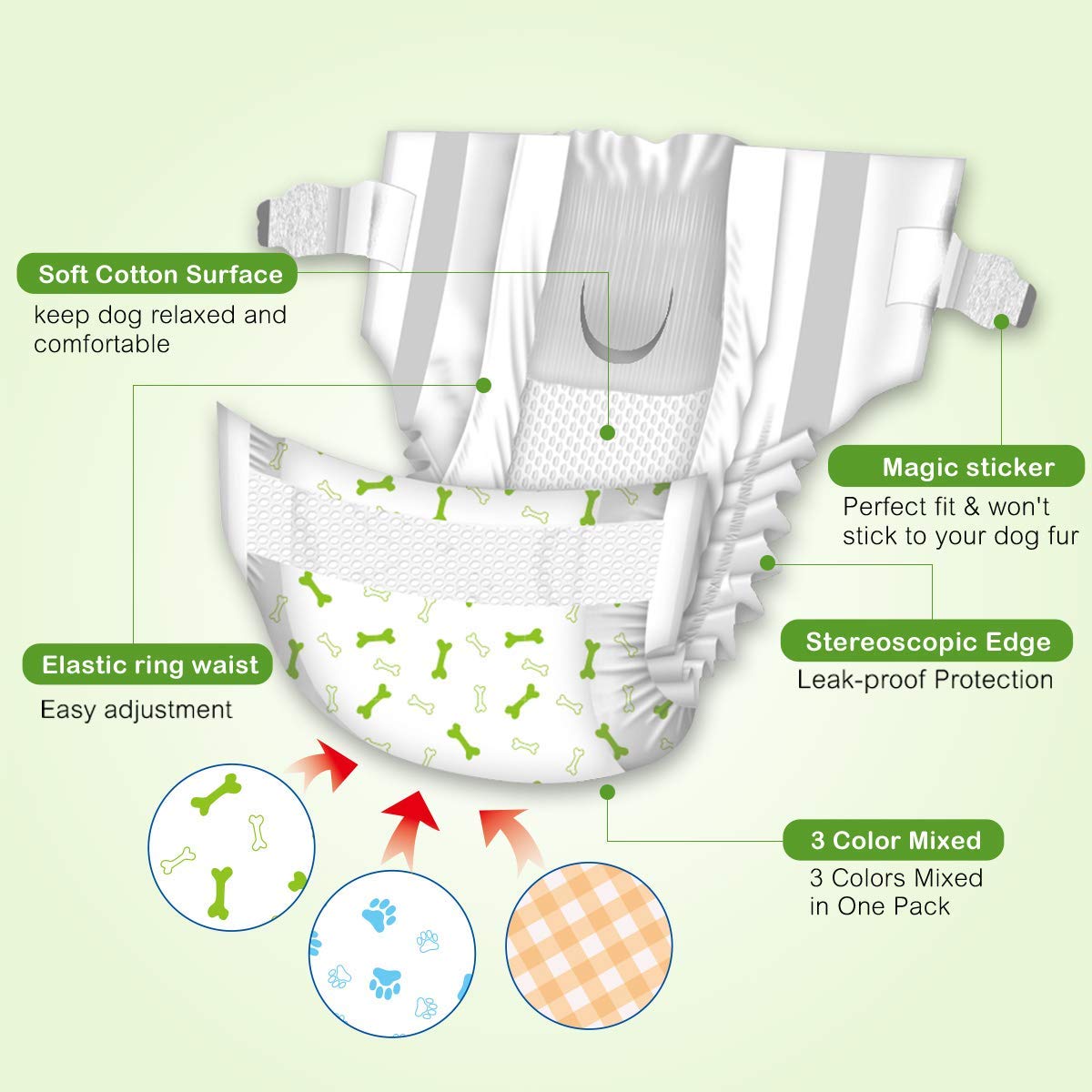 Pet Soft Dog Diapers Female - Disposable Puppy Diapers, Cat Diapers 36Pcs Xsmall