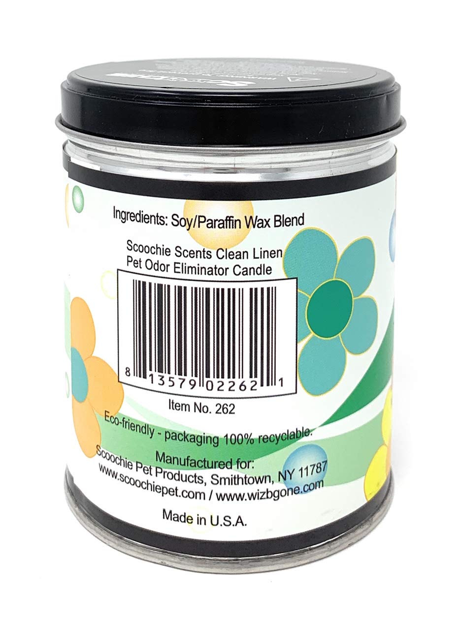 All Natural Soy Wax Pet Odor Eliminator Candle - Non Toxic Long Lasting (100 Hours Burn Time) Freshly Scented Pet House Candle - Safe Tin Jar - Made In Usa - 13 Ounces (Clean Linen)