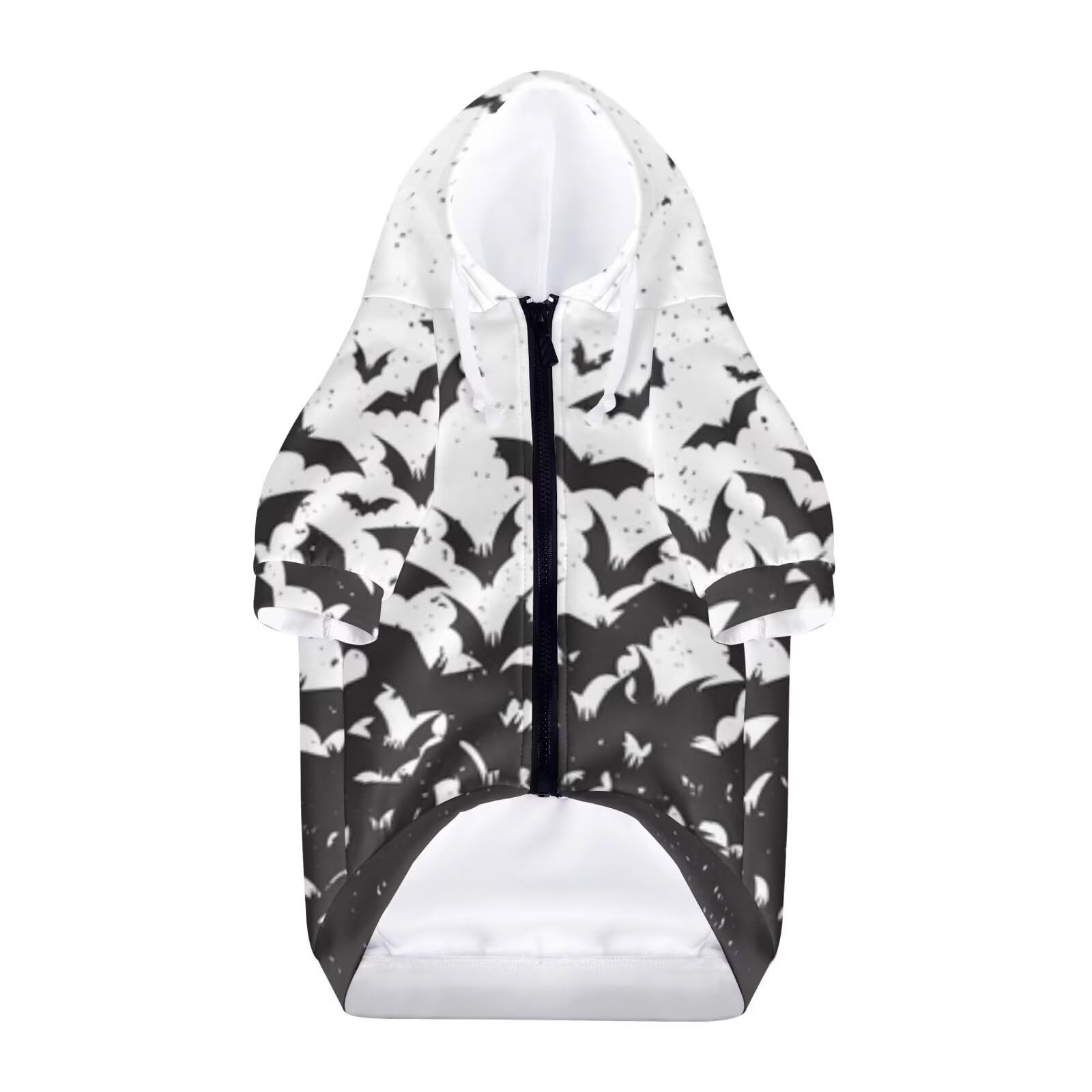 Howilath Dog Halloween Costume, Black & White Splash Bat Dog Hoodie Sweatshirt, Pet Clothing Sweatshirt with Hat for Small Mediu
