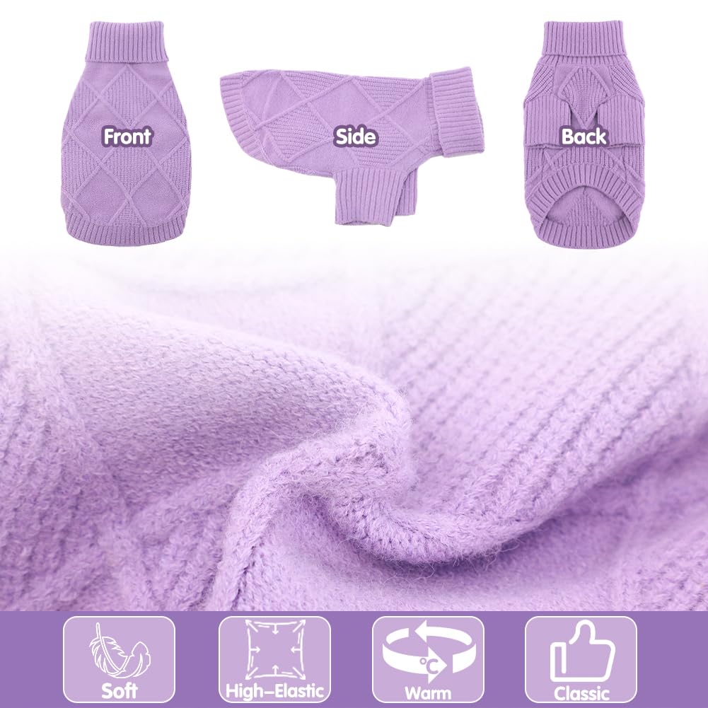Emust Dog Sweaters For Large Dogs, Elastic Large Dog Sweater With Sleeves, Soft Cat Turtleneck Sweater For Fall & Winter, Purple