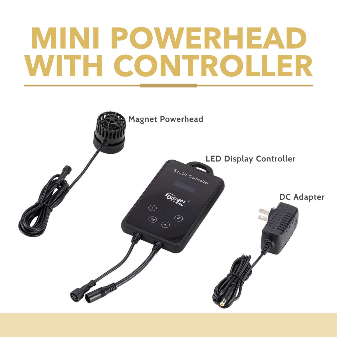 hygger Mini Wave Maker Aquarium Pump with LED Controller, 1600 GPH, Magnetic DC Powerhead for 5-30 Gallon Saltwater Tank - Black