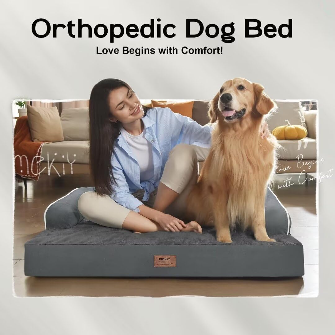 Dog Bed Medium Size Dog-Orthopedic Waterproof Bed for Dogs,Foam Couch Sofa with Washable Removable Cover & Non-Slip Bottom-Dark