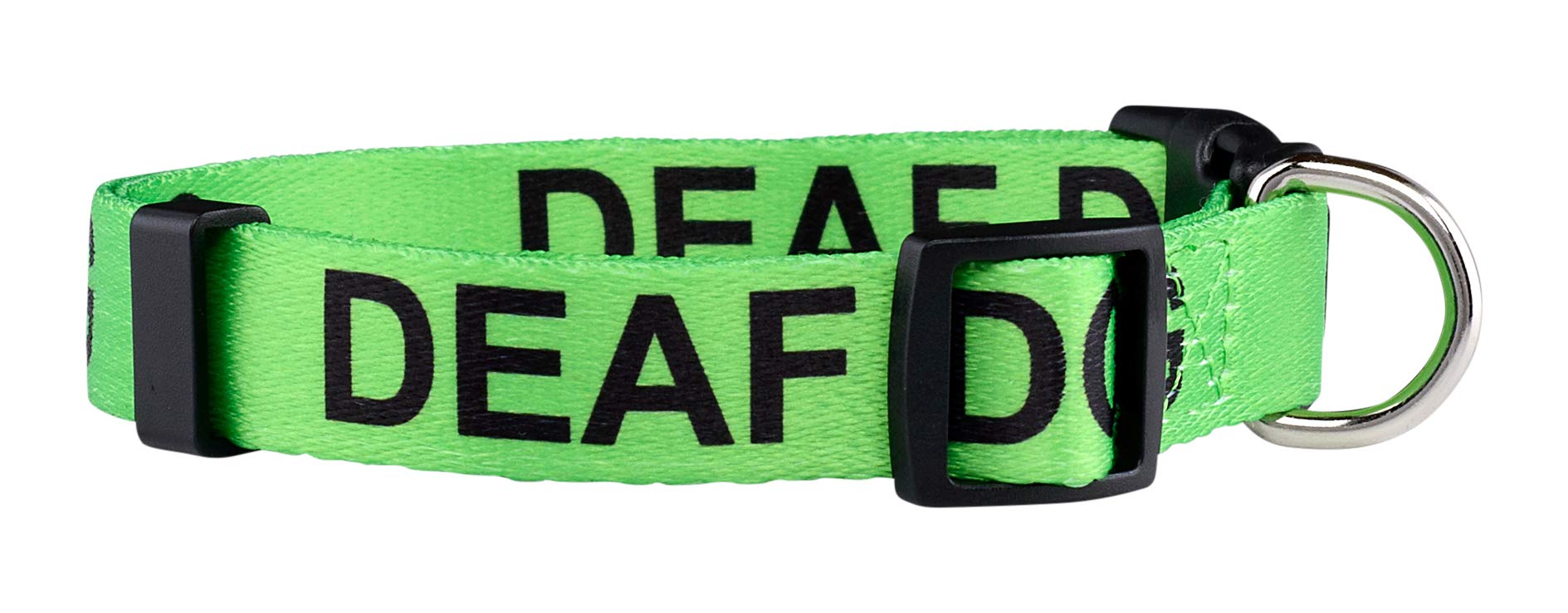 Native Pup Deaf Dog Collar - Hard of Hearing Warning - Large - Green - Durable Polyester