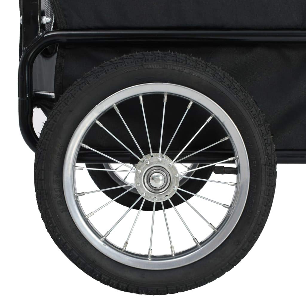 vidaXL 2-in-1 Pet Bike Trailer and Jogging Stroller, Versatile with Quick Conversion, Sturdy Steel Frame, Water-Resistant Oxford Fabric, Mesh Windows, Red and Black