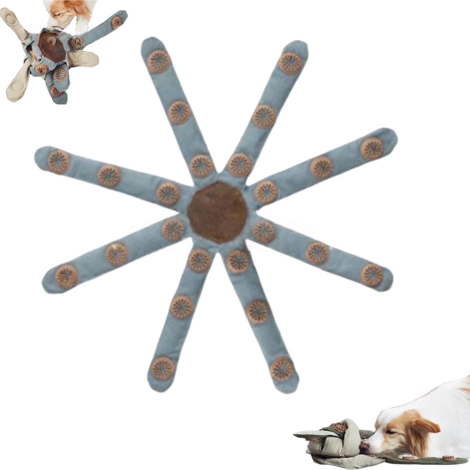 livhings Frank The Dogtopus Dog Toy, Interactive Puzzle, Treat Dispensing Brain Toy with Barriers, Spikes & Twisty Traps, Small,