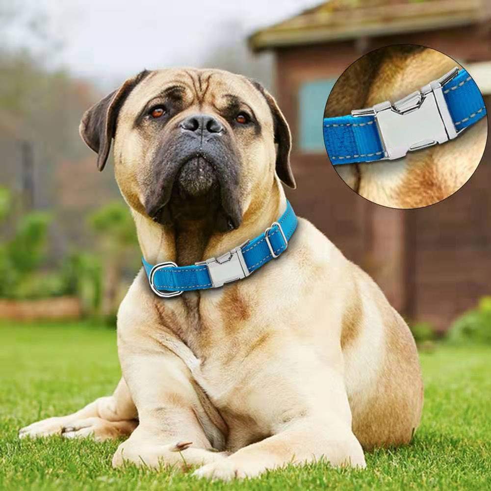 Love Dream Reflective Dog Collar With Metal Buckle, Adjustable Safety Nylon Dog Collars With Heavy Duty Quick Release Buckle For